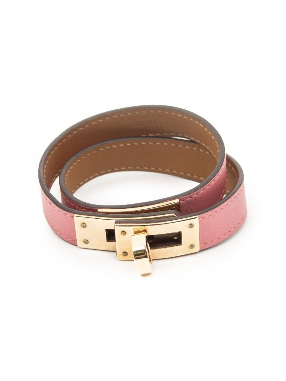 Hermes Rivale Double Tour Bracelet Pink Swift Leather